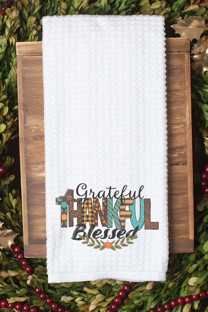 CALI BOUTIQUE, Grateful Thankful Thanksgiving Pilgrim Hat Fall Towel, 66021t