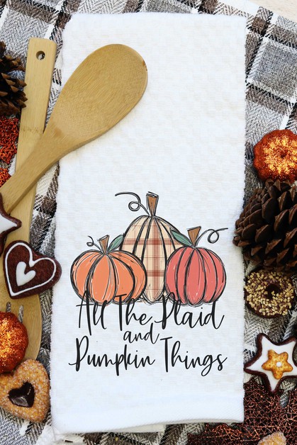 CALI BOUTIQUE, All The Plaid and Pumpkins Things Fall Graphic Towel, 62021t