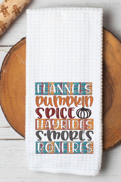 CALI BOUTIQUE, Plaid Flannels Pumpkin Spice Fall Block Waffle Weave Towel, 55421t