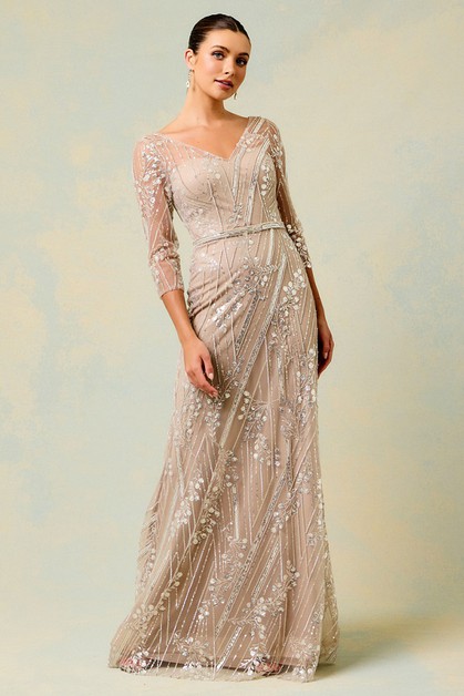 AG STUDIO, Long Sleeve Evening Dress, PS5179