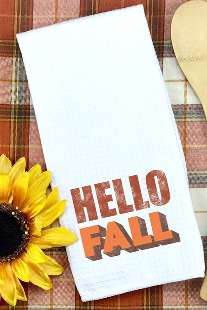 CALI BOUTIQUE, Bold Hello Fall Orange Autumn Graphic Waffle Weave Towel, 55921t