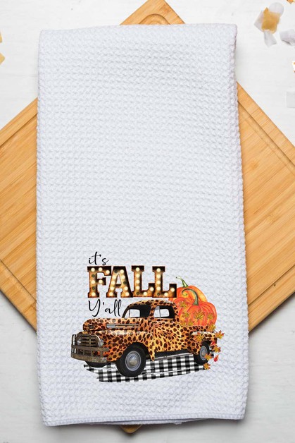 CALI BOUTIQUE, It`s Fall Y`all Leopard Pumpkin Truck Graphic Towel, 62721t