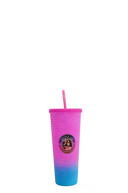 NICOLE LEE USA, 24 OZ STUDDED TUMBLER WITH STRAW, T7617-FW24