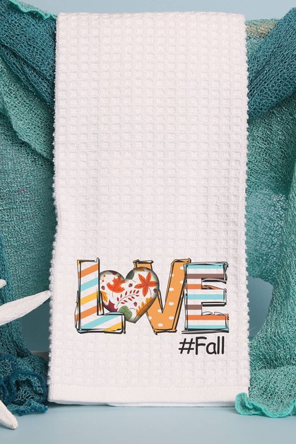 CALI BOUTIQUE, Colorful Love Fall Graphic Autumn Waffle Stripes Weave Towel, 51921t