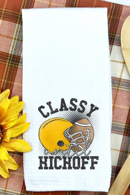 CALI BOUTIQUE, Yellow  Classy Until Kickoff Football Gameday Fall Towel, 519233t