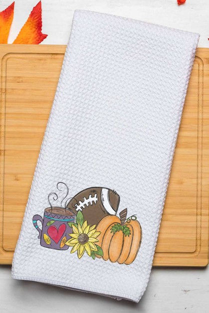 CALI BOUTIQUE, Football Coffee Sunflower Pumpkin Fall Waffle Weave Towel, 56821t