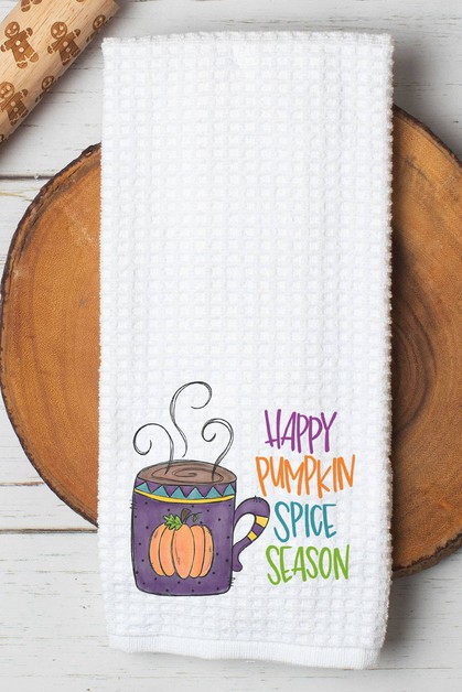 CALI BOUTIQUE, Happy Pumpkin Spice Season Fall Graphic Waffle Weave Towel, 45321t