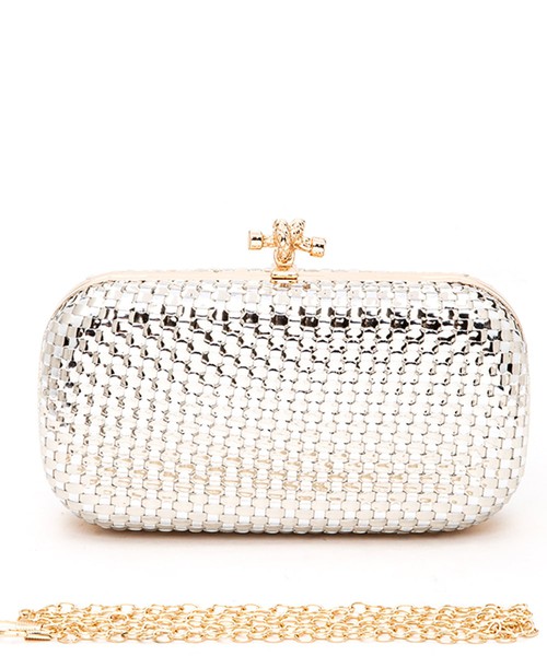 Princess Purse, Weaved Textured Metalic Clutch Bag, K73997