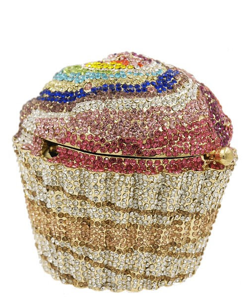 Princess Purse, Rhinestone Cupcake Evening Clutch Handbag, PP-CUPCAKE