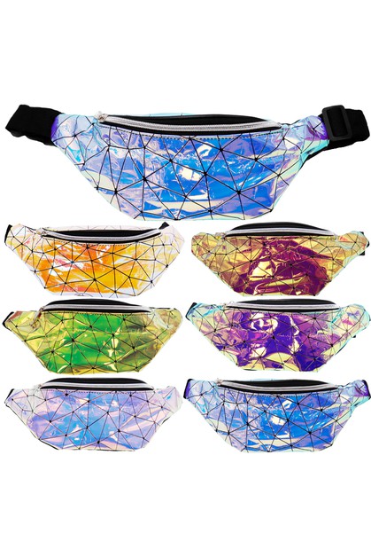 CAP ZONE, Prism Metallic Hologram Vegan Leather Fanny Pack, Bag-1580-1299