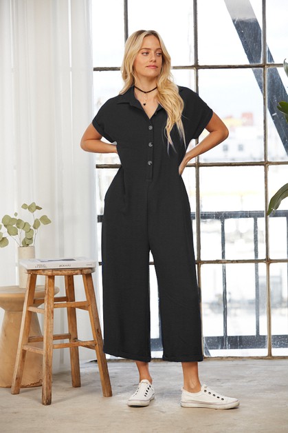 salt & bit, Milan Solid Button Down Capri Jumpsuit, SBR5046_35