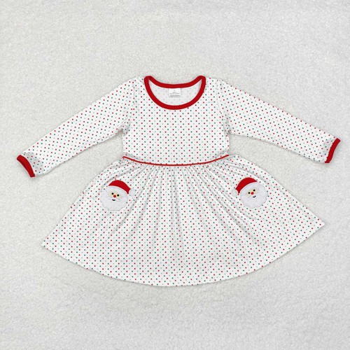 Yawoo Garments, Long sleeves polka dots santa kids girl Christmas dress, undefined