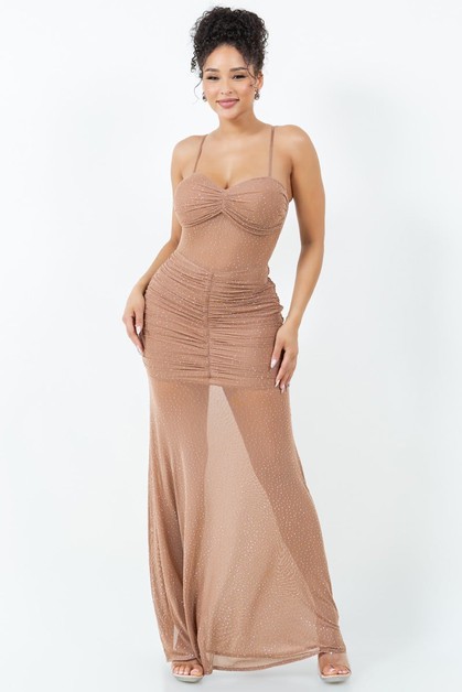 OMG STYLES, GLITTER MESH MAXI SHEERED DRESS, OD9364K3