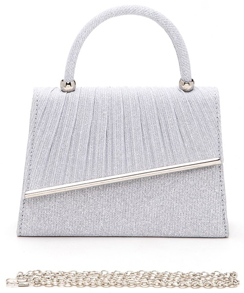 Princess Purse, Lurex Pleated Top Handle Clutch Bag, S166