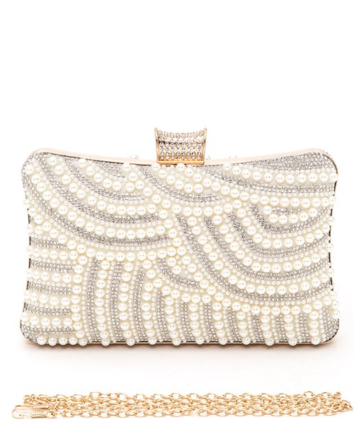 Princess Purse, Mix Pearl Rhinestone Evening Clutch Bag, 33460