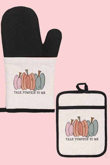 CALI BOUTIQUE, Fall Kitchen Decor Gifts Talk Pumpkin To Me Oven Mitt Glove, 505223om