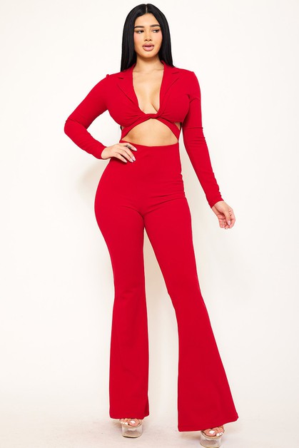 OMG STYLES, COLLAR OPEN STOMACH JUMPSUIT, OJ5242S2