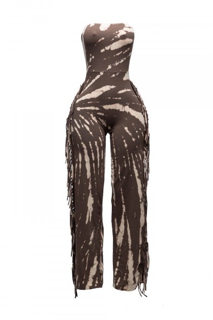 OMG STYLES, Tie dye fringe tube jumpsuit, OJ3224EJK1