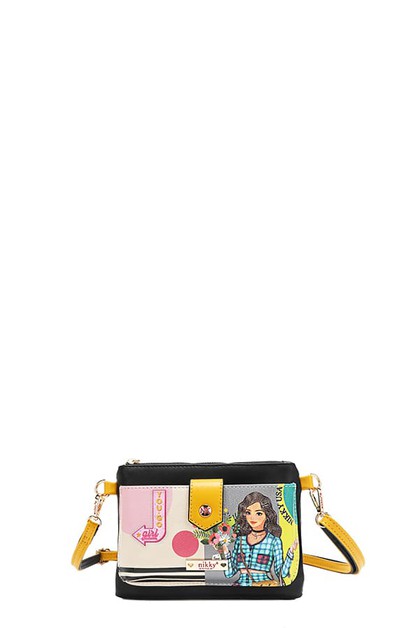 NICOLE LEE USA, ZIP AND SNAP POUCH CROSSBODY, NK22531-NGS