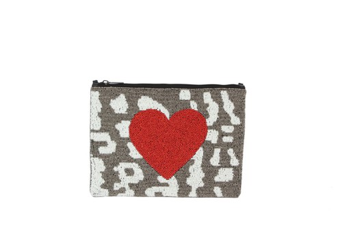 NIMA Accessories Inc, Fully Beaded HEART Themed Ladies Clutch Handbag, HBG104578