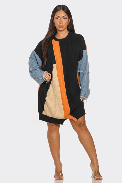 PATCHED PERFECTION SWEATER DRESS