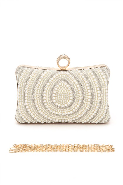 LA JEWELRY PLAZA, Crystal Rhinestone Statement Box Clutch, 136-33464