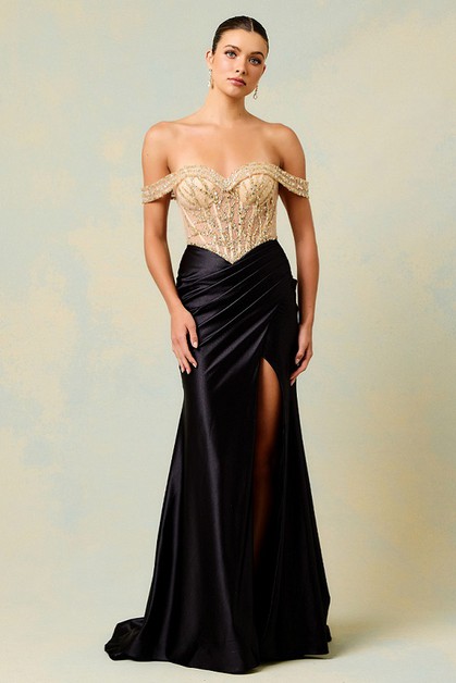 AG STUDIO, Off Shoulder Long Evening Dress, LL2053-