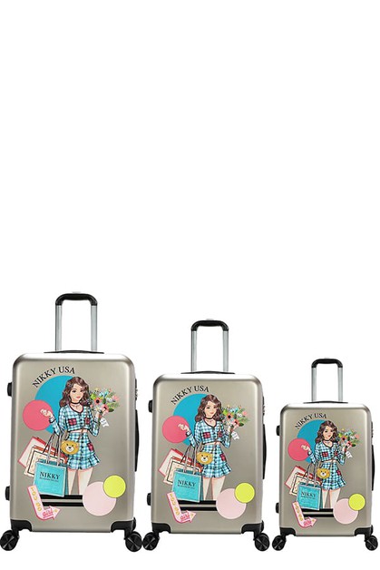 NICOLE LEE USA, NIKKY 3 PIECE LUGGAGE SET, NKLG2028-NGS