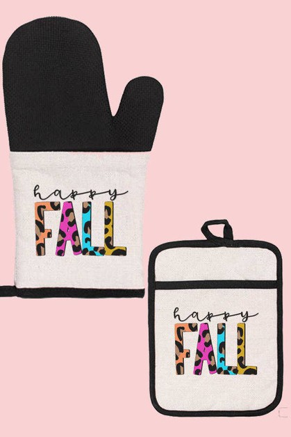 CALI BOUTIQUE, Fall Kitchen Decor Gifts Happy Fall Oven Mitt Glove, 335333om