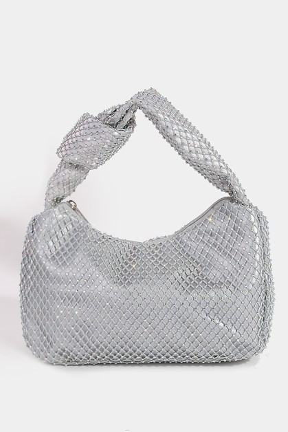 FAME ACCESSORIES, Quilted Rhinestone Mesh Hand Bag, HBG105085-NM