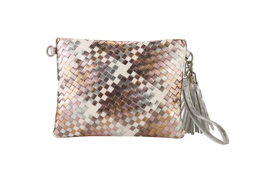 NIMA Accessories Inc, Ladies Woven Faux Leather Multi Color Clutch Handbag, HBG105064