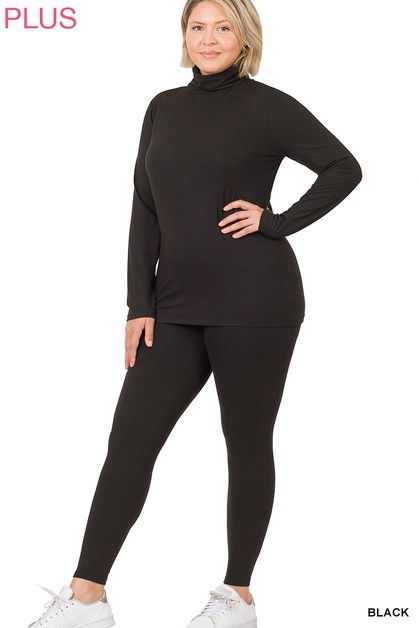 Style Up, Plus microfiber mock neck top and leggings set, SSW520X--