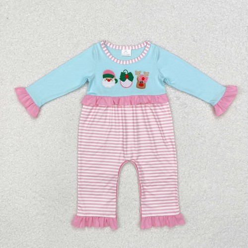 Yawoo Garments, Santa deer pink stripe baby Christmas romper, undefined