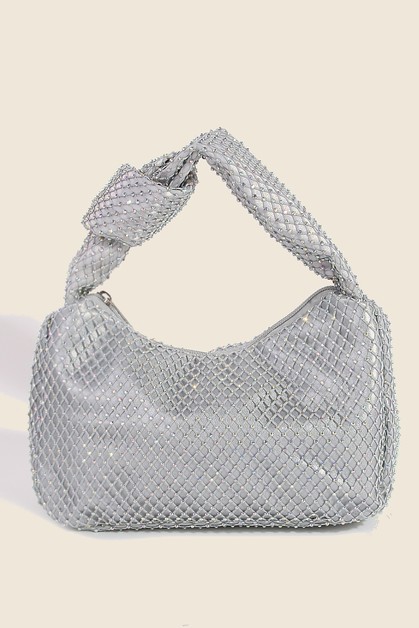 ANARCHY STREET, Quilted Rhinestone Mesh Hand Bag, HBG105085-NM