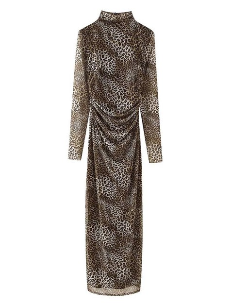 DE VAVE, Long-Sleeve Leopard Print Bodycon Dress, DVL409653D