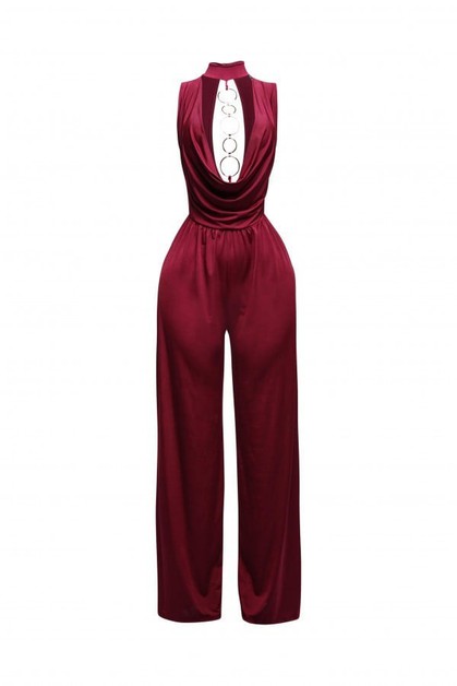 Dorcas Clothing, Mock neck cowl front wide leg jumpsuit, DJ5442SJK1