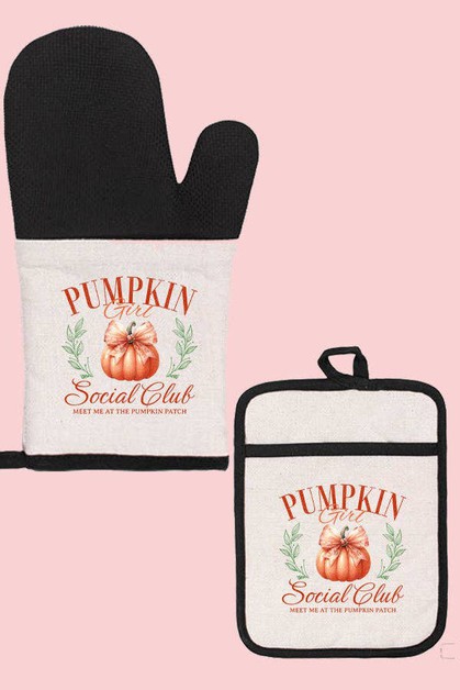 CALI BOUTIQUE, Fall Kitchen Pumpkin Girl Social Club Oven Mitt Glove, 198225om