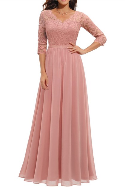 MAEJOY FASHION, lace v neck swing maxi dress, DR3709