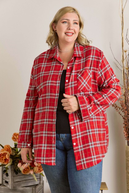 ADORA, CET1810BX - PLUS BUTTON DOWN FLANNEL, CET1810BX_K03