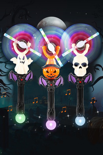 CAP ZONE, Ghost Pumpkin Skull Head Spinning LED Glow Wand, Charm-640