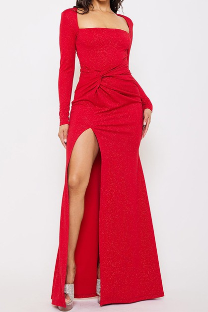 OMG STYLES, GLITTER TIWST KNOT WAIST MAXI DRESS, OD1131S2