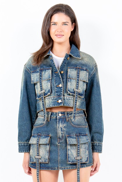 NWT American Bazi cropped Jean jacket SZ cheapest L